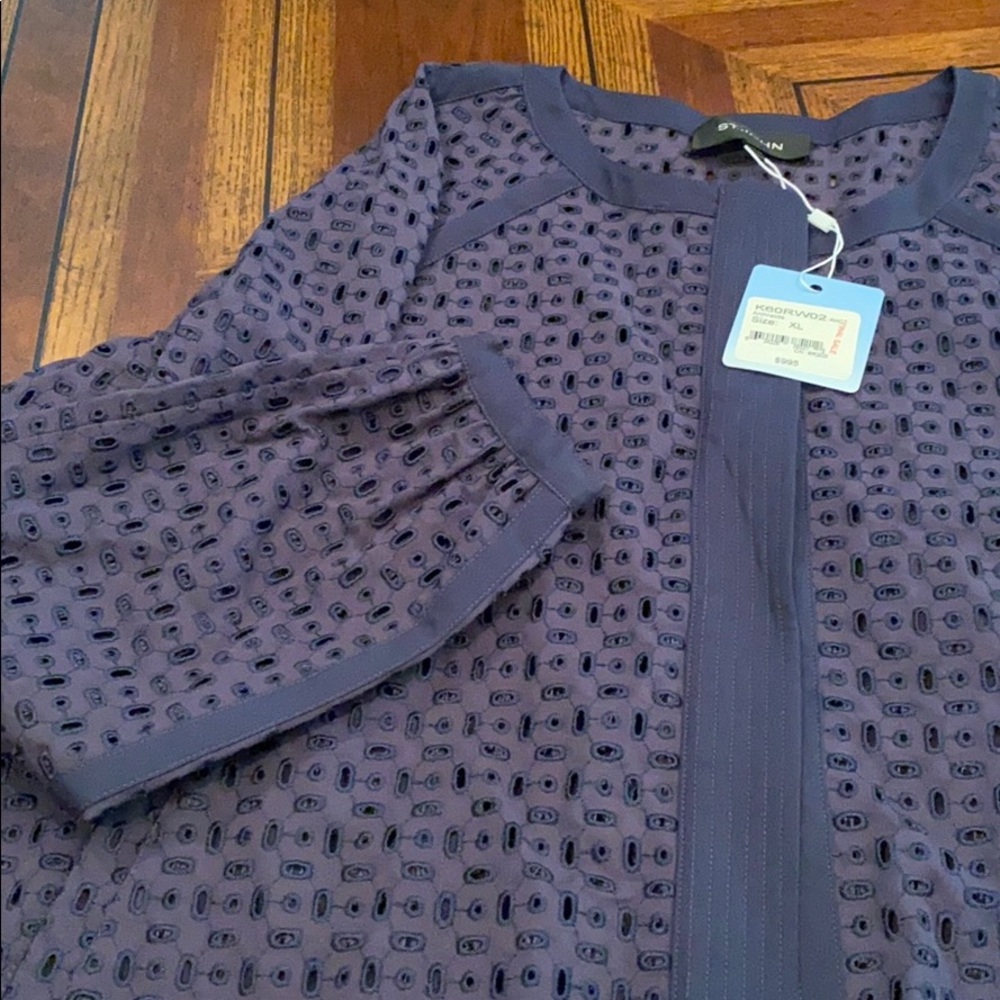 St. John Navy Blue Eyelet Jacket